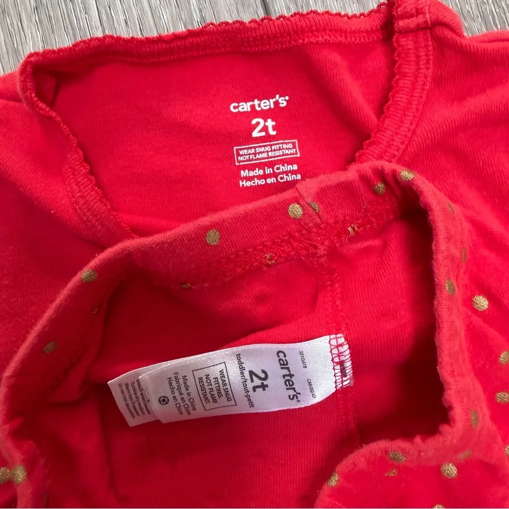 CARTERS 2PC SNUG FIT LONG SLEEVE SHIRT AND PANTS PJ SET SMORES RED 2T